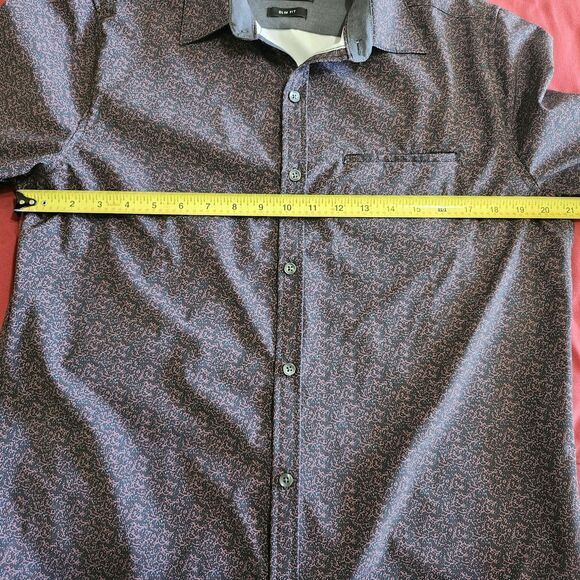 Kenneth Cole Reaction Men's Slim Fit Long Sleeve Purple Multi Pattern Shirt M - Picture 7 of 12
